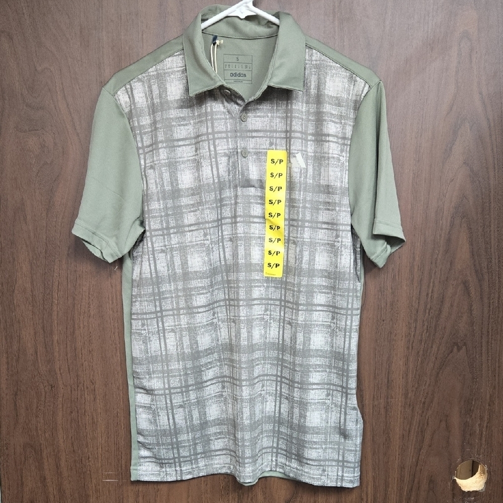 Adidas Size S Khaki Core Front Polo T-Shirt
